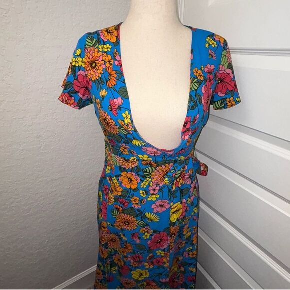 New, Sugarlips Twiggy Floral Lunar Print Full Wrap Short Sleeve Maxi Dress - Picture 2 of 13
